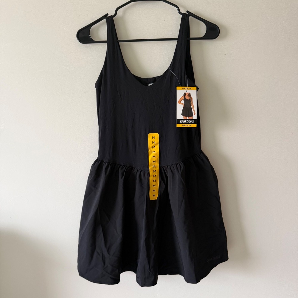 Spalding Womens Active Dress Black V-Neck Sleeveless Tennis SJ10720AF89S Medium